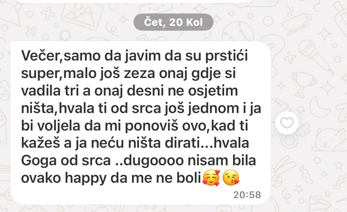Testimonial poruka o pedikuri bez bola na prstima